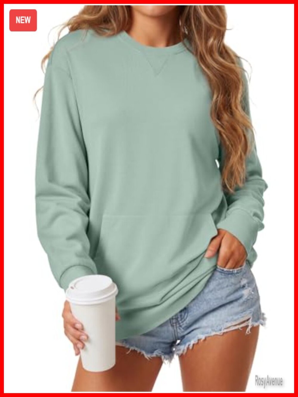 OPOIPIN Crewneck Sweatshirt Kangaroo Pocket Long Sleeve Pullover